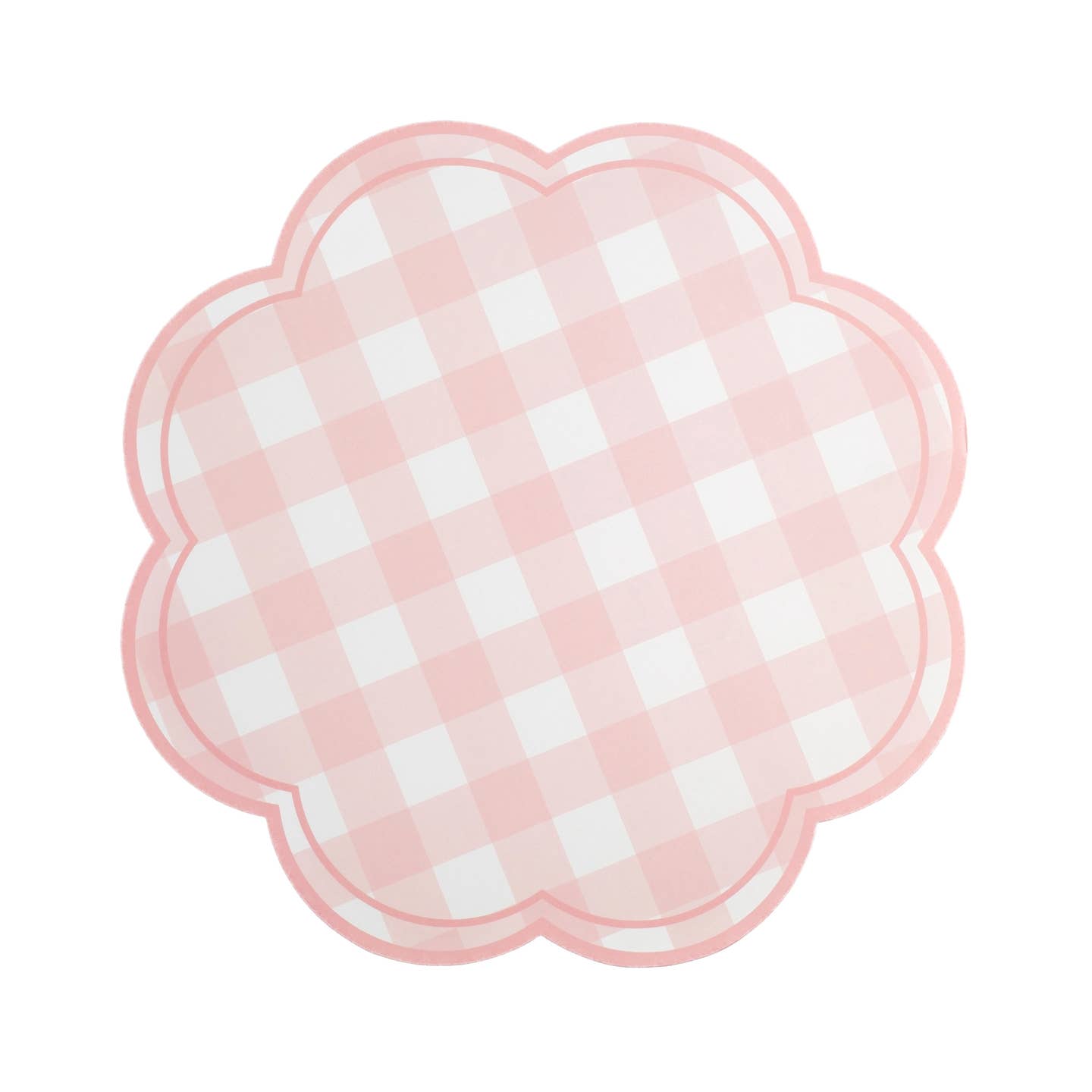 Pink Gingham Soft scallop paper placemats