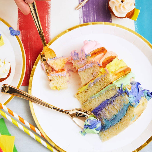 White + Gold Large Paper Party Plates