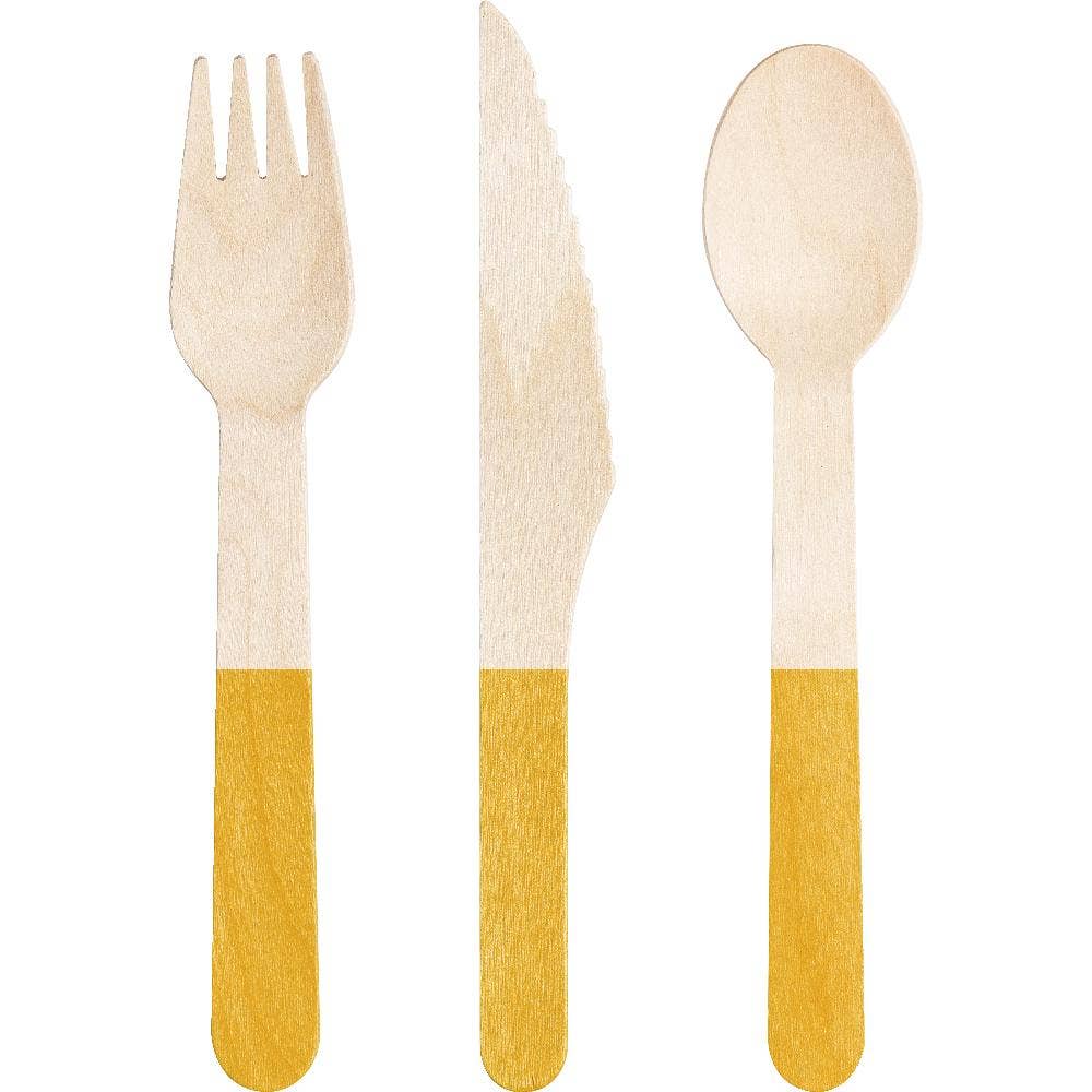 Yellow Hue Wood Cutlery