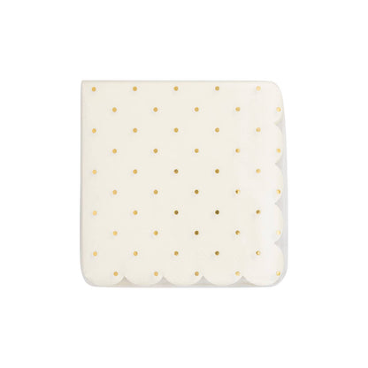 Gold Foil Scalloped Paper Cocktail Napkin