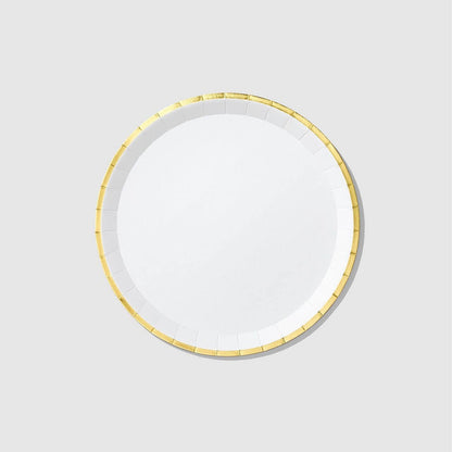 White + Gold Large Paper Party Plates