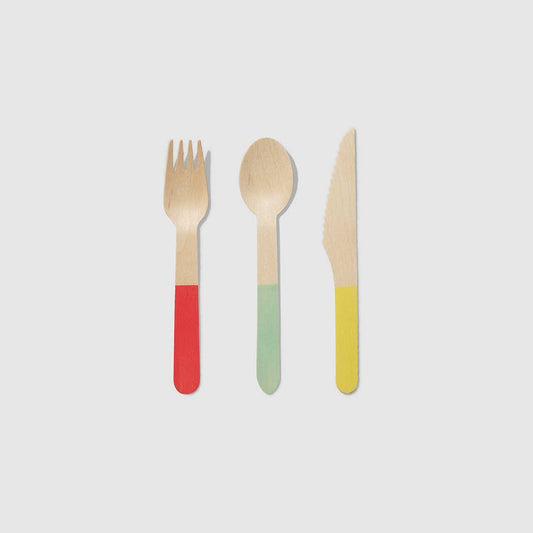 Tricolore Wooden Cultery Set