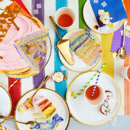 White + Gold Large Paper Party Plates